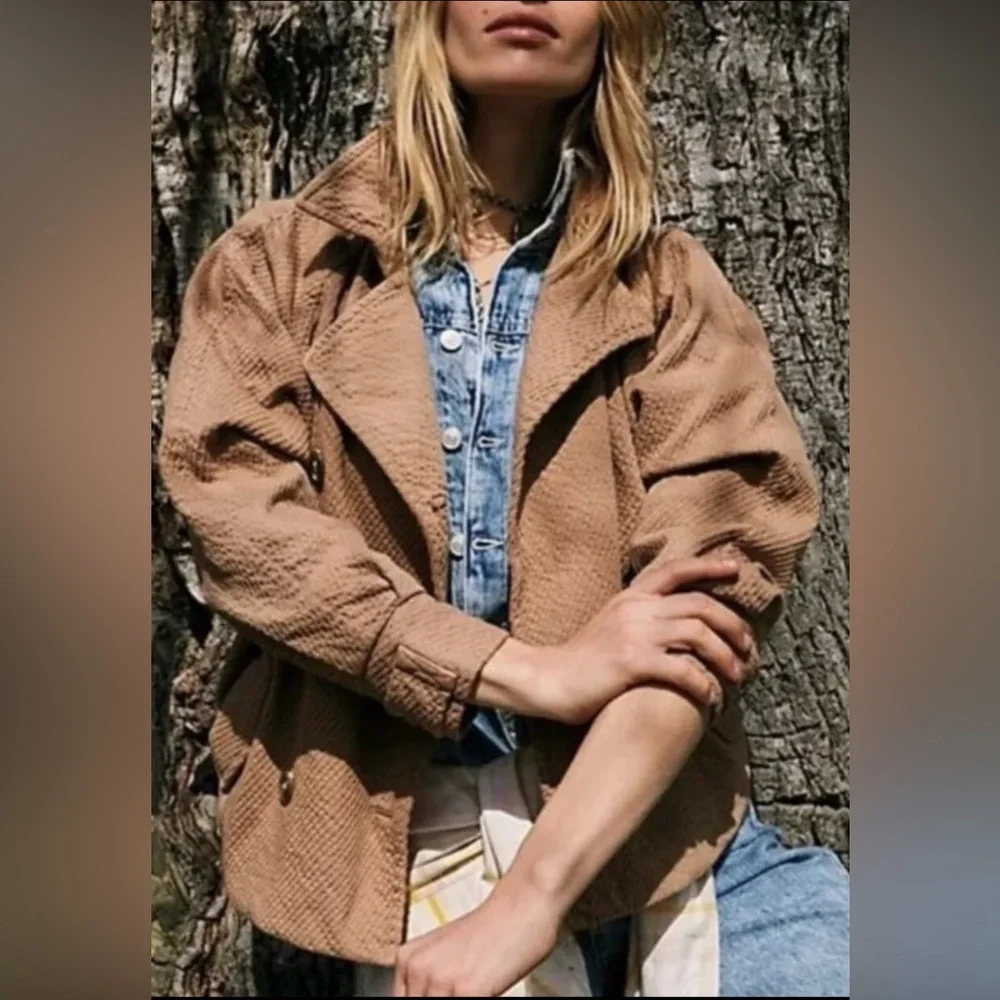 Free People Remi Brown Corduroy Oversized Shirt Jacket - Picture 1 of 17